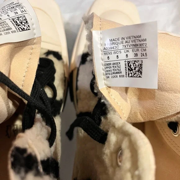 Converse Women's Black and White Furry High-Tops - Picture 7 of 11